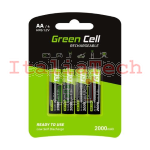 BATTERIA RICARICABILE NI-MH AA HR6 1.2V 2000MAH GREEN CELL GR02 (BLISTER 4PZ)