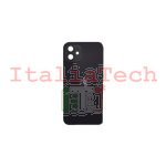 BACK COVER + ADESIVO FORO LARGO PER APPLE IPHONE 12 MINI SCOCCA COPRIBATTERIA POSTERIORE NERO BLACK