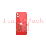 BACK COVER + ADESIVO FORO LARGO PER APPLE IPHONE 12 MINI SCOCCA COPRIBATTERIA POSTERIORE RED ROSSO