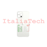 BACK COVER + ADESIVO FORO LARGO PER APPLE IPHONE 12 PRO SCOCCA COPRIBATTERIA POSTERIORE SILVER WHITE BIANCO