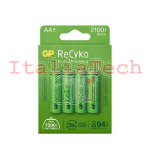 GP BATTERY RECYKO BATTERIA RICARICABILE 1,5V STILO AA 2100MAH (CONFEZIONE 4 PEZZI) - GP201212